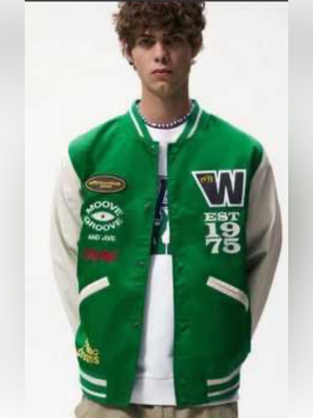 Zara Varsity Men’s Jacket,Embroidered patch  block core Size Medium
